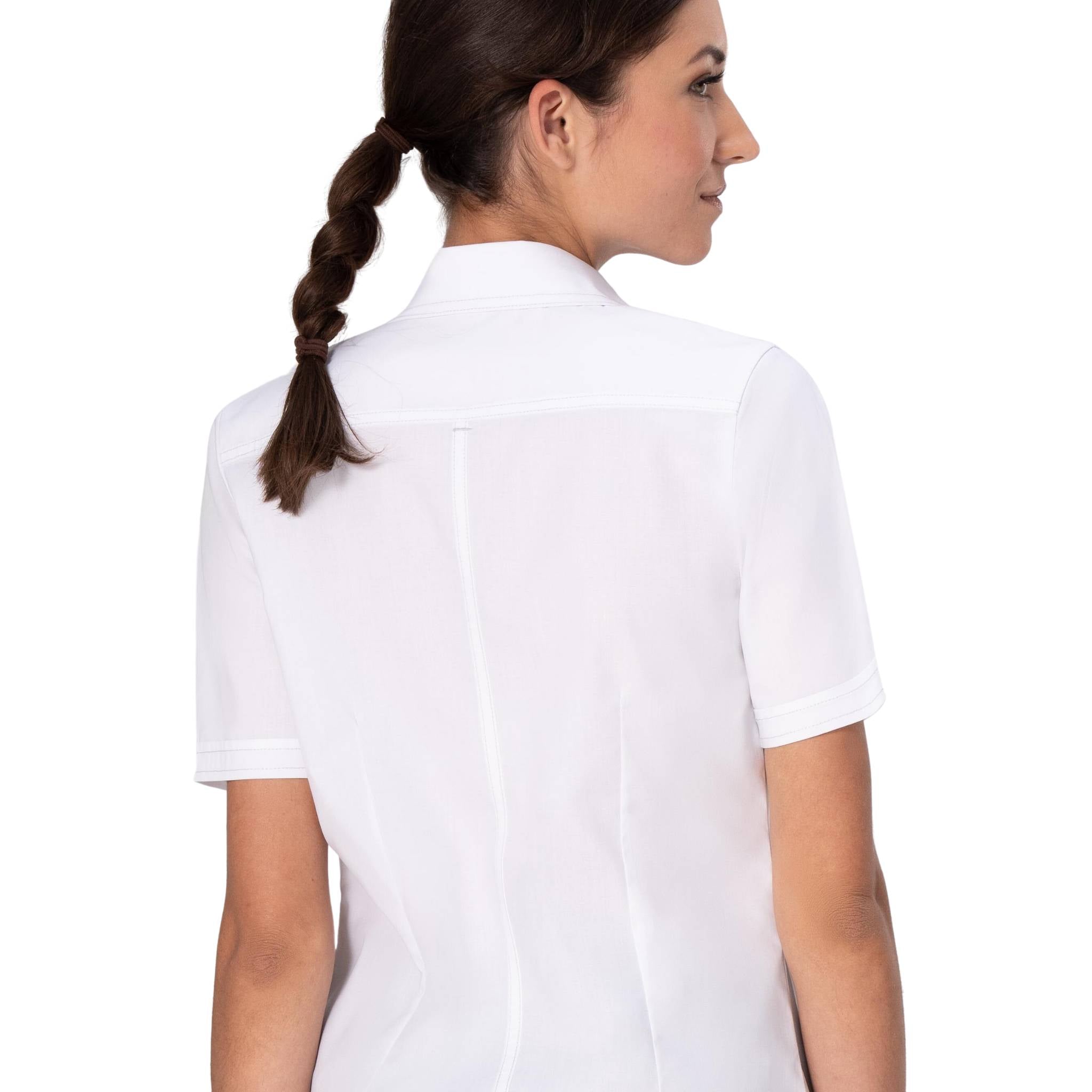 レディース コーディー ホワイト ジッパー 半袖 ワークシャツ｜Chef Works Japan