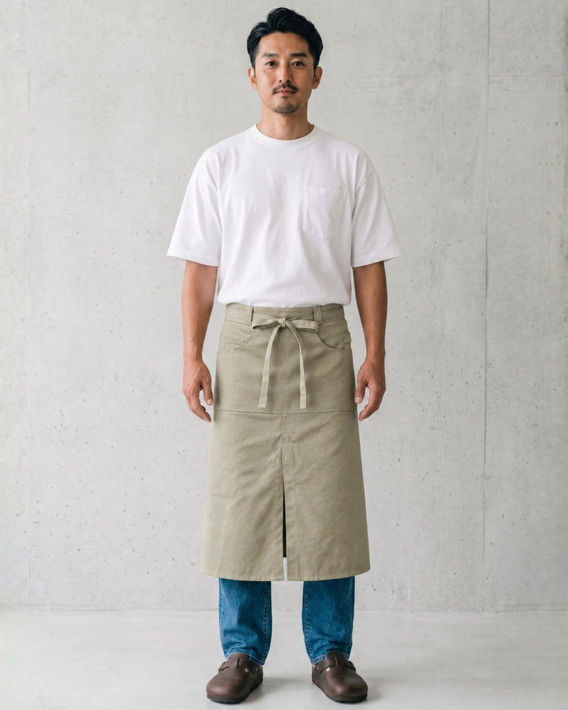 綿100%キャンバス「ノルディック」前掛けエプロン｜ナチュラル｜Chef