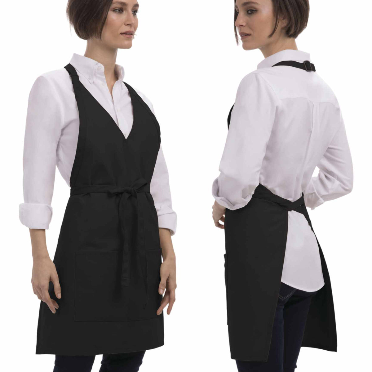 良品】SHAREEF・シャリーフ・オーバーエプロン・黒・2サイズ SHAREEF