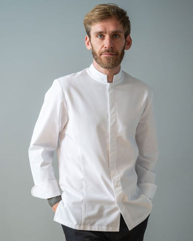 【BRAGARD】メンズ 「GARDEN（ガーデン）」 ホワイト 長袖 スナップボタン コックコート