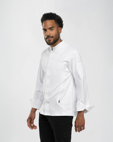 【BRAGARD】メンズ 「STARTER（スターター）」 ホワイト 立ち襟 長袖 スナップボタン コックコート