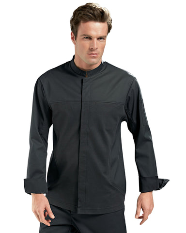 【BRAGARD】メンズ 「STARTER（スターター）」 ブラック 立ち襟 長袖 スナップボタン コックコート