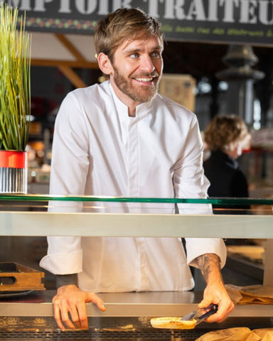 【BRAGARD】メンズ 「GARDEN（ガーデン）」 ホワイト 長袖 スナップボタン コックコート