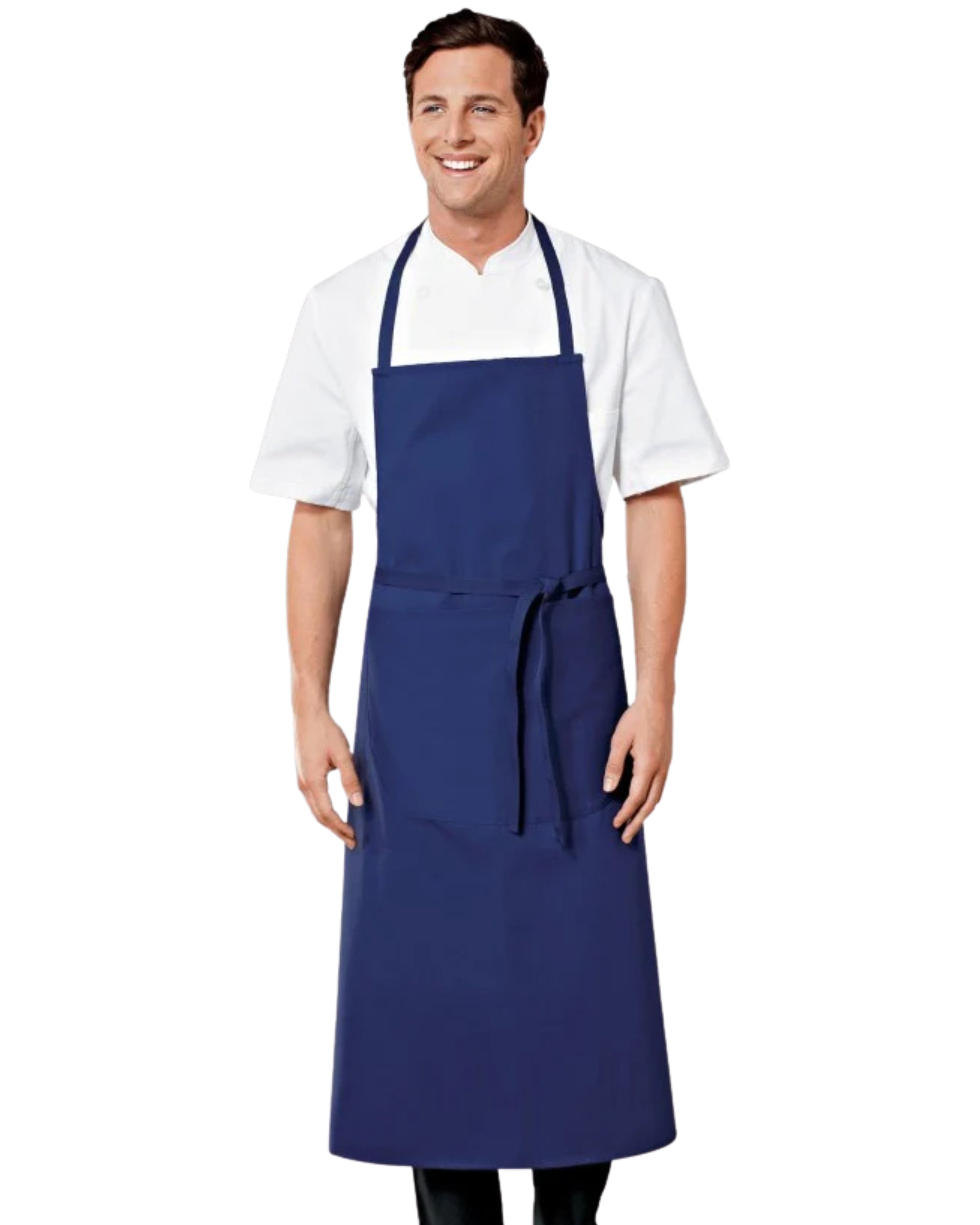 【BRAGARD】「TRAVEL（トラベル）」 ブルー ポケット付き 胸当て エプロン