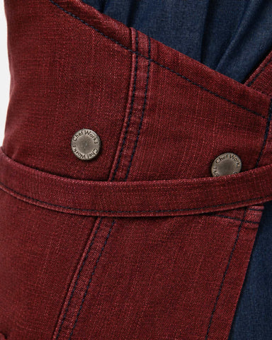 Chef Works (シェフワークス) アップタウン レッドネイビー ヴィンテージルック クロスハッチ クロスバック 《レギュラー》 胸当て エプロン