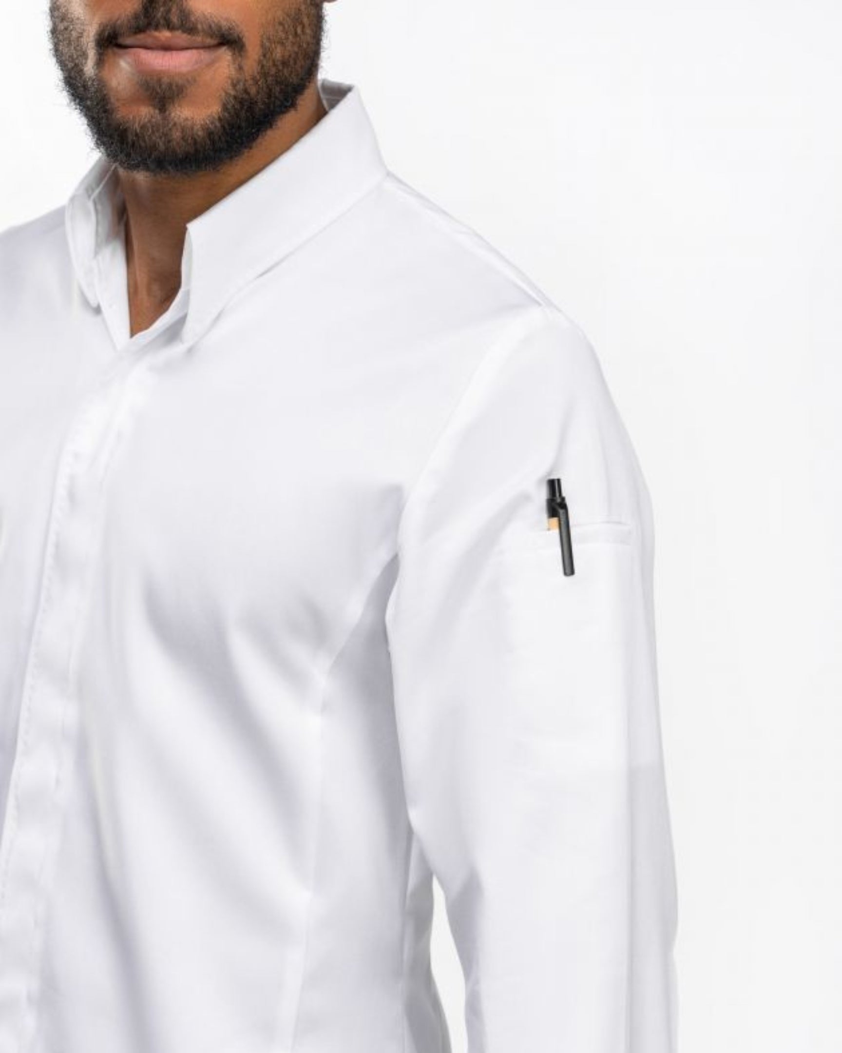 【BRAGARD】メンズ 「BELLAGIO（ベラージオ）」 ホワイト ボタンダウン 長袖 スナップボタン コックコート