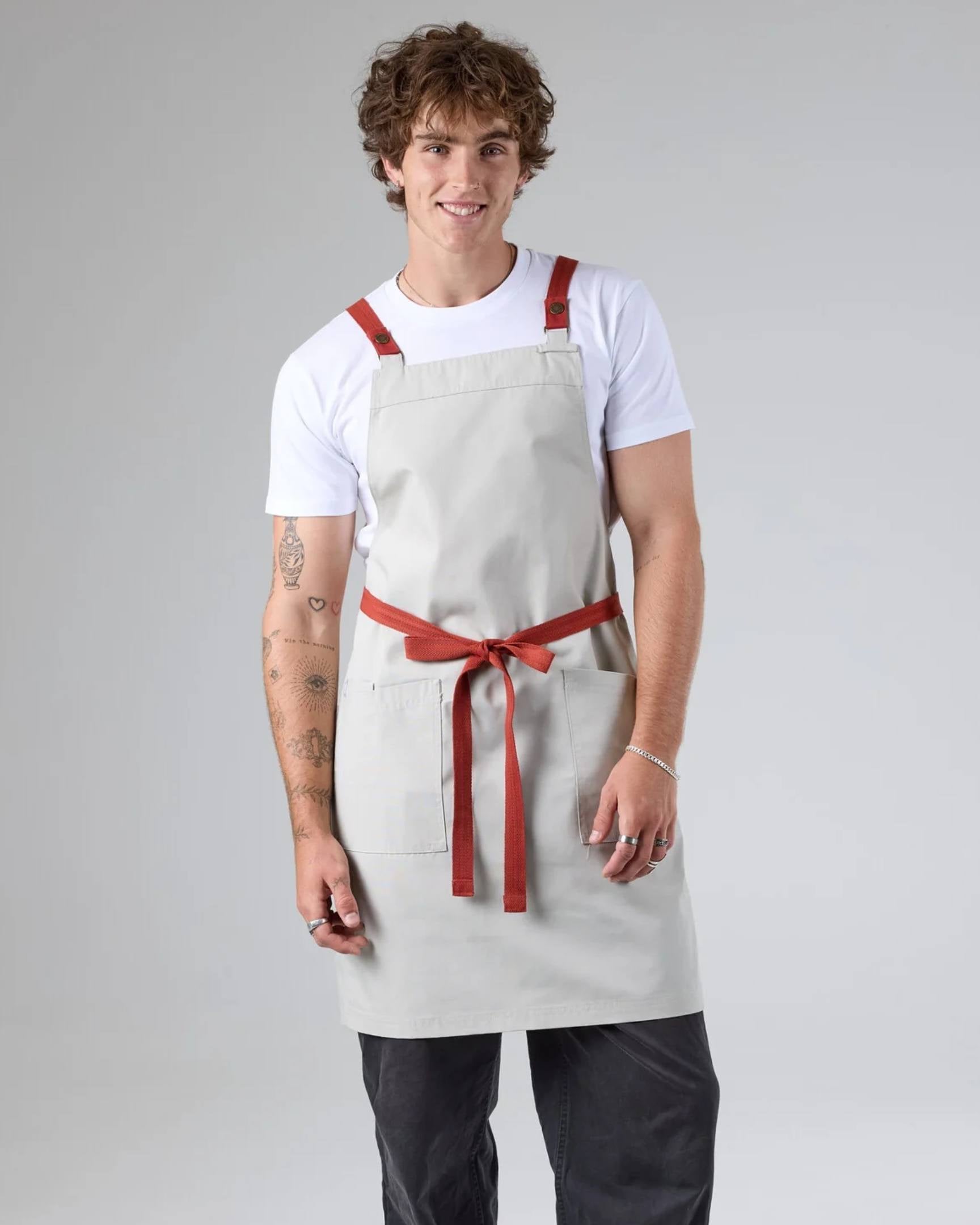 【ストラップでカスタマイズ】ロックハート エクリュ キャンバス レギュラー 胸当てエプロン