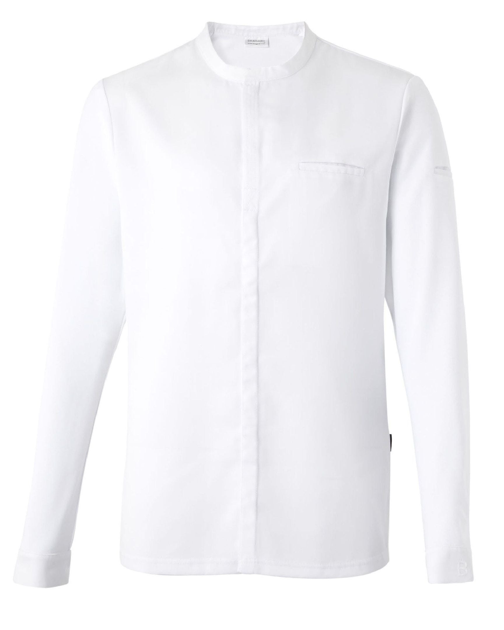 【BRAGARD】メンズ 「ITHURRIA（イトゥーリア）」 ホワイト バンドカラー 長袖 スナップボタン コックコート｜Chef Works Japan