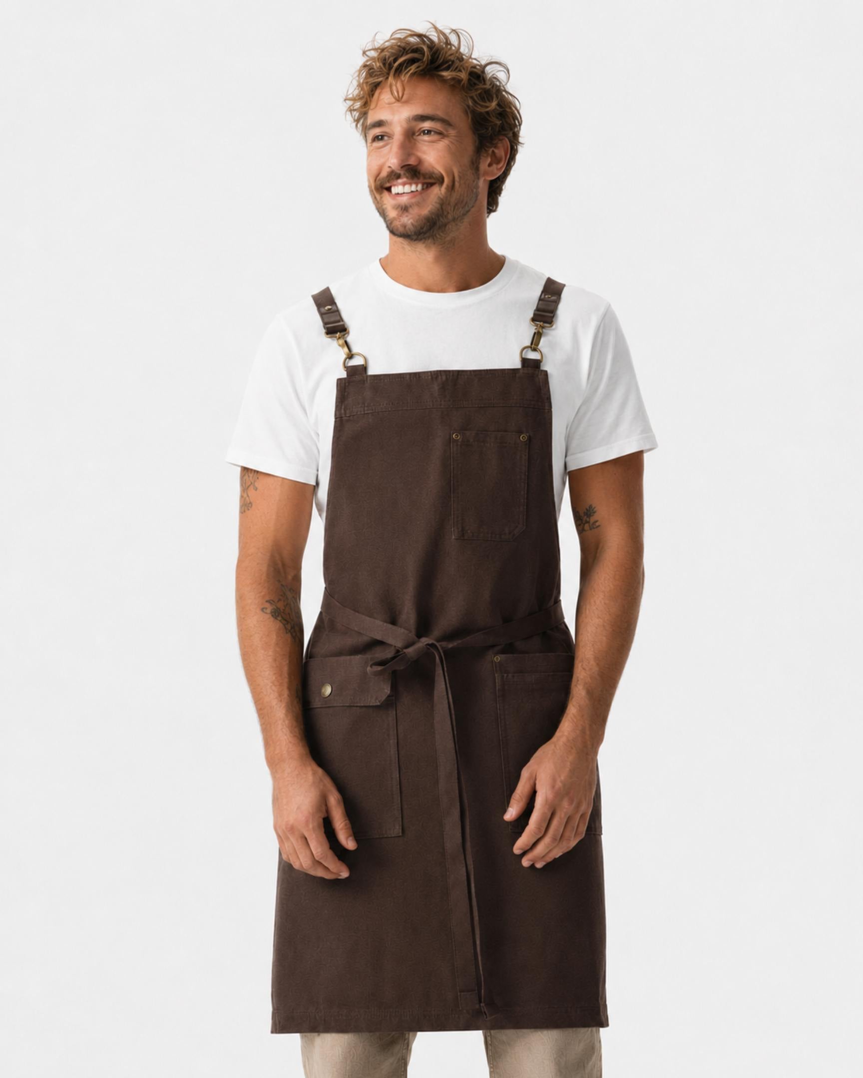 Chef Works (シェフワークス) タクティカル 綿100% 厚地キャンバス メスキート（ブラウン） 胸当て エプロン