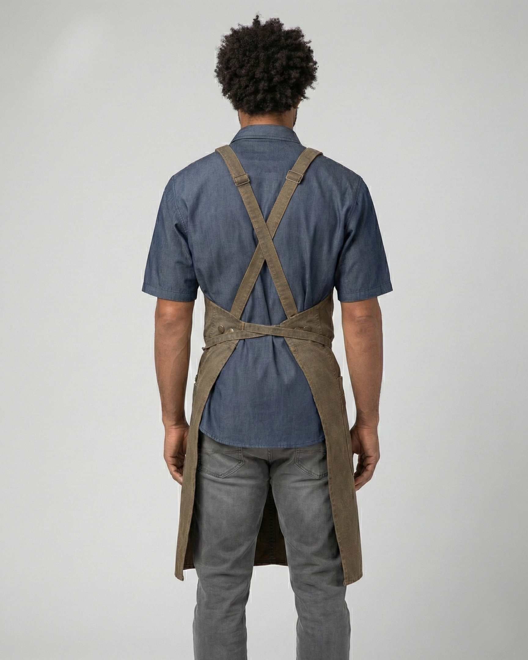 Chef Works (シェフワークス) アップタウン ブルートープ ヴィンテージルック クロスハッチ クロスバック 《レギュラー》 胸当て エプロン