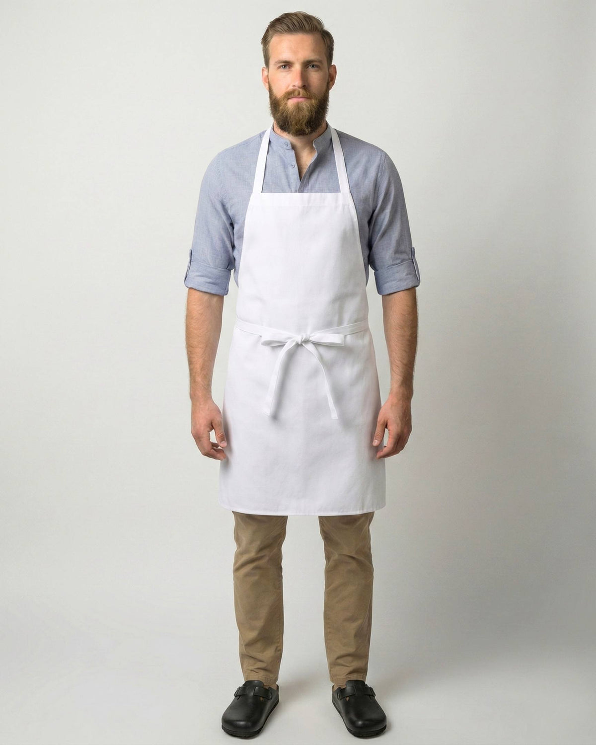 ポケット無し胸当てエプロン・ホワイト｜飲食店制服｜Chef Works