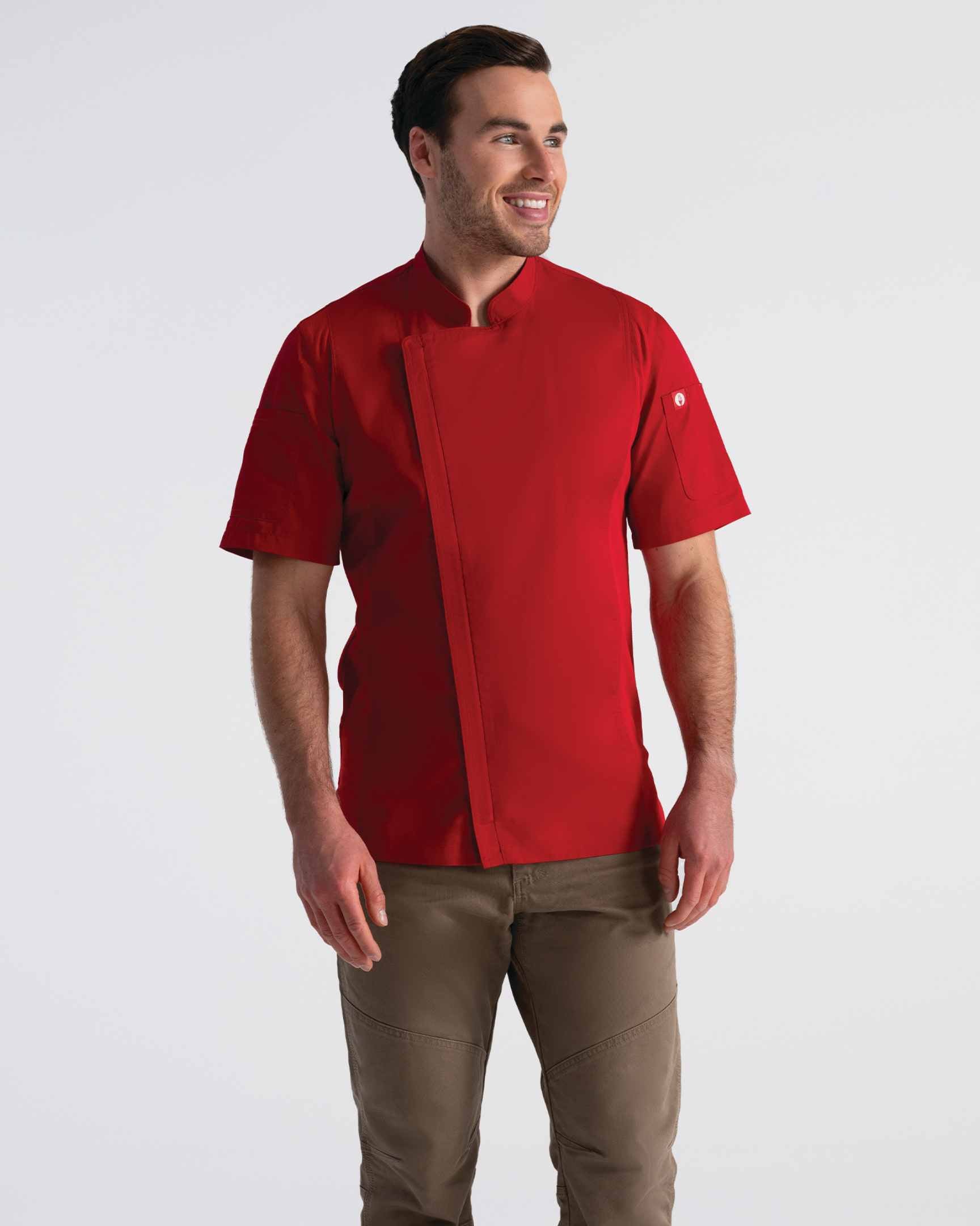 半袖コックコート『スプリングフィールド』｜レッド｜Chef Works