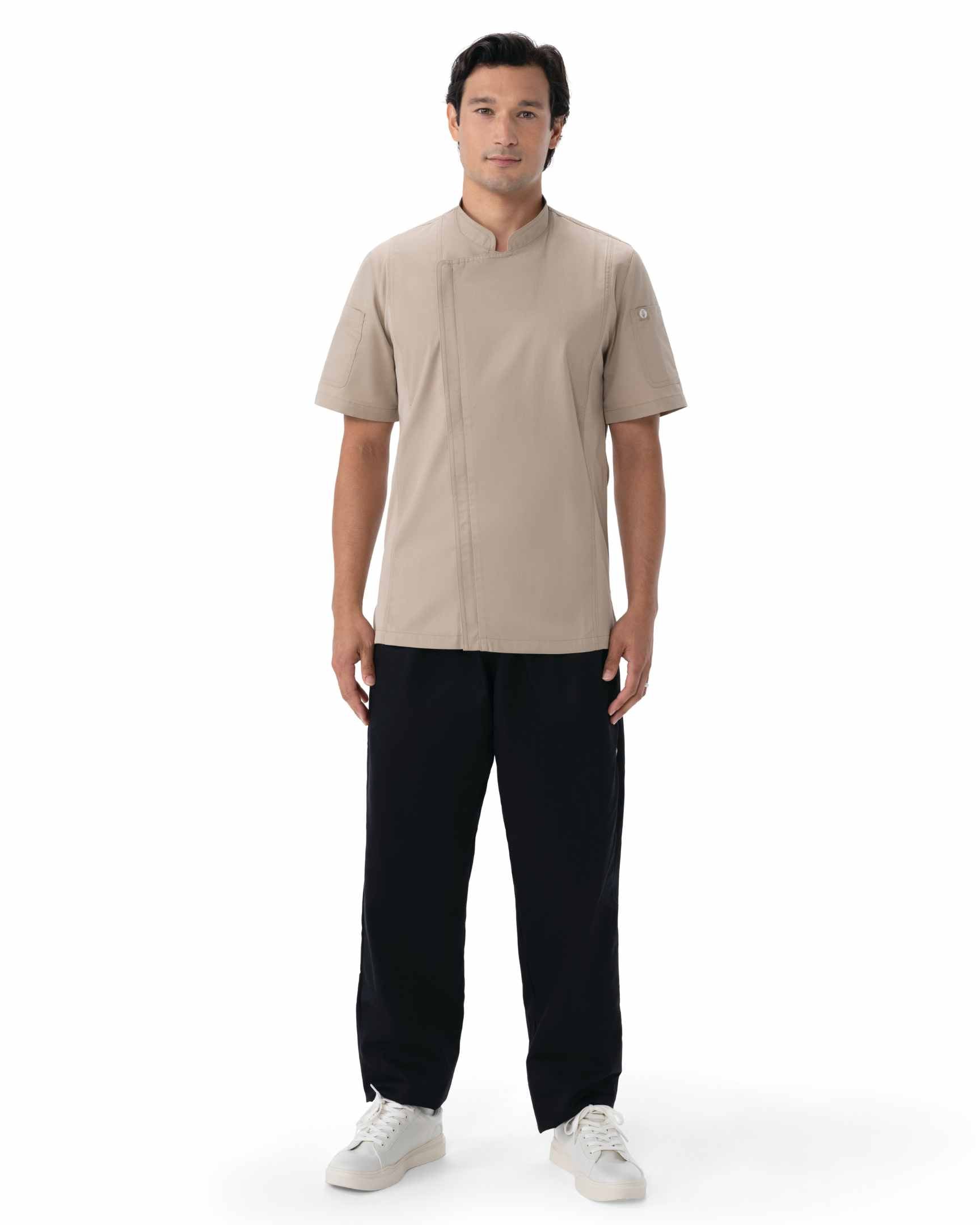 メンズ スプリングフィールド カーキ ジッパー 軽量半袖 コックコート