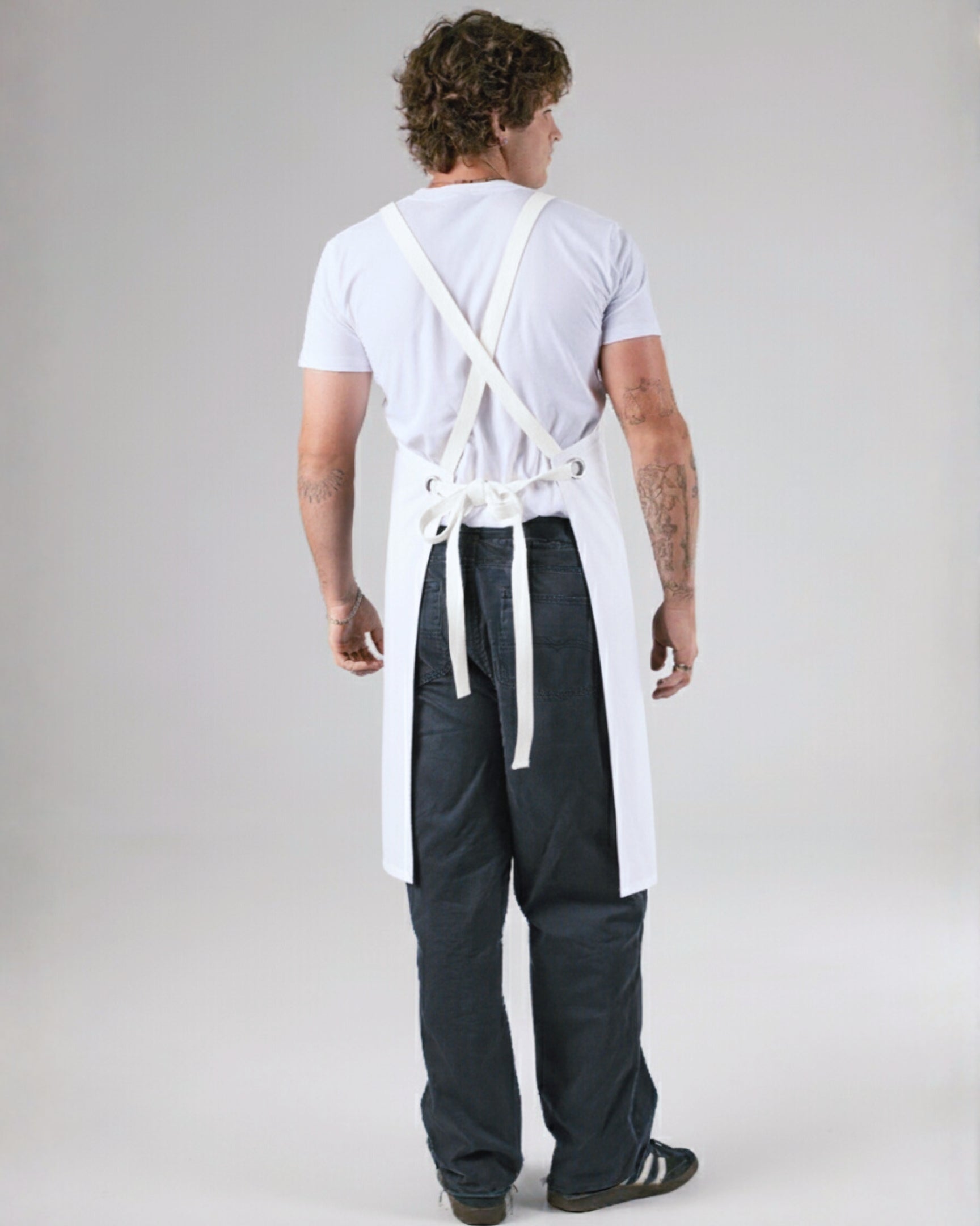 Chef Works (シェフワークス) バイロン ホワイト 綿100% キャンバス クロスバック 胸当て エプロン