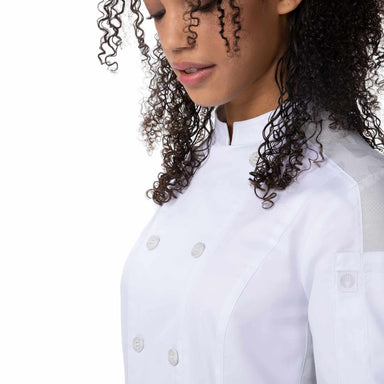 Chef Works (シェフワークス) レディース モハーベ ホワイト  カモフラージュ柄メッシュ搭載 長袖 コックコート