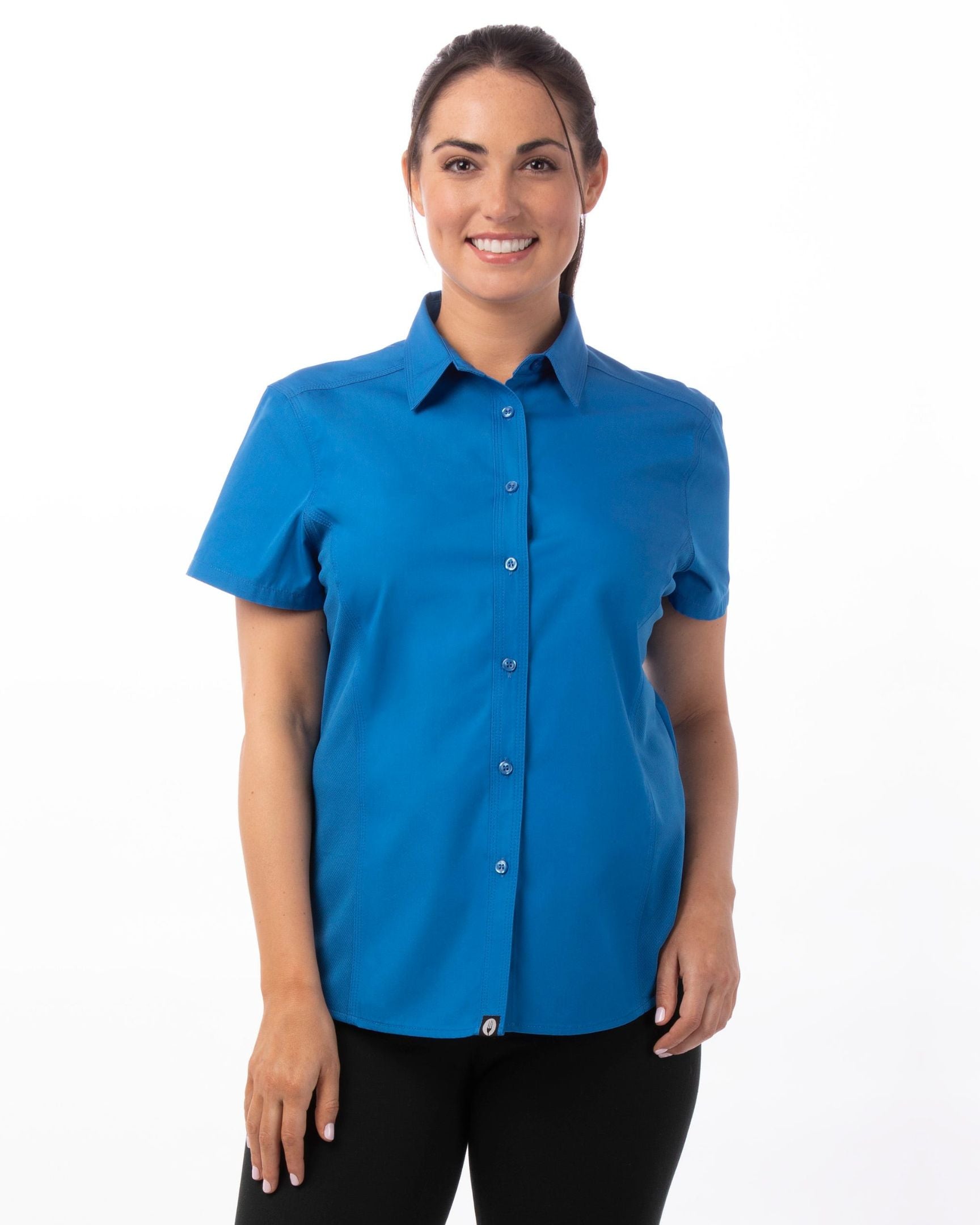【新品】Devereux Golf レディース 半袖シャツ ブルー 女性用半袖シャツ「ユニバーサル」ブルー｜飲食店制服｜Chef Works