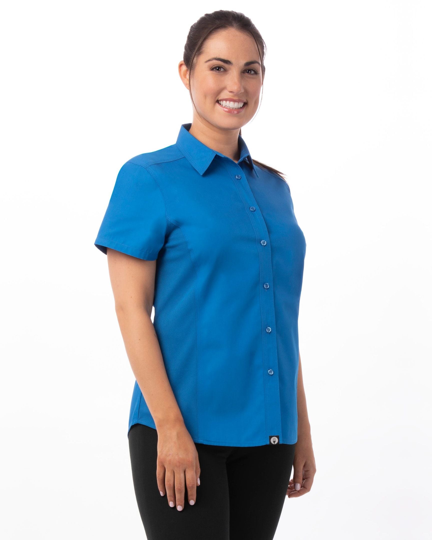 レディース ユニバーサル ブルー   半袖 シャツ｜Chef Works Japan