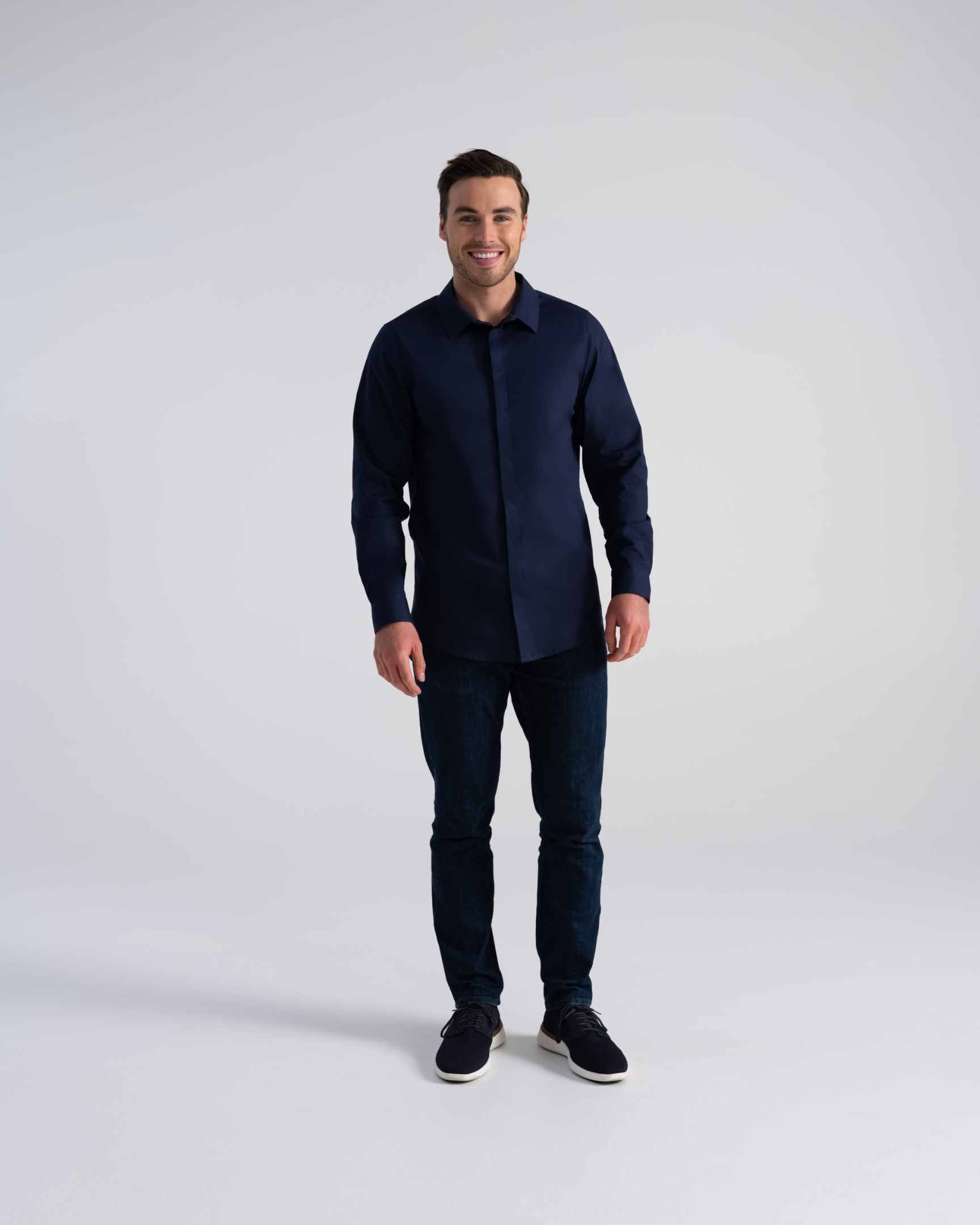 メンズ プレミアムフォーマル ダークネイビー 長袖 ドレスシャツ｜Chef Works Japan