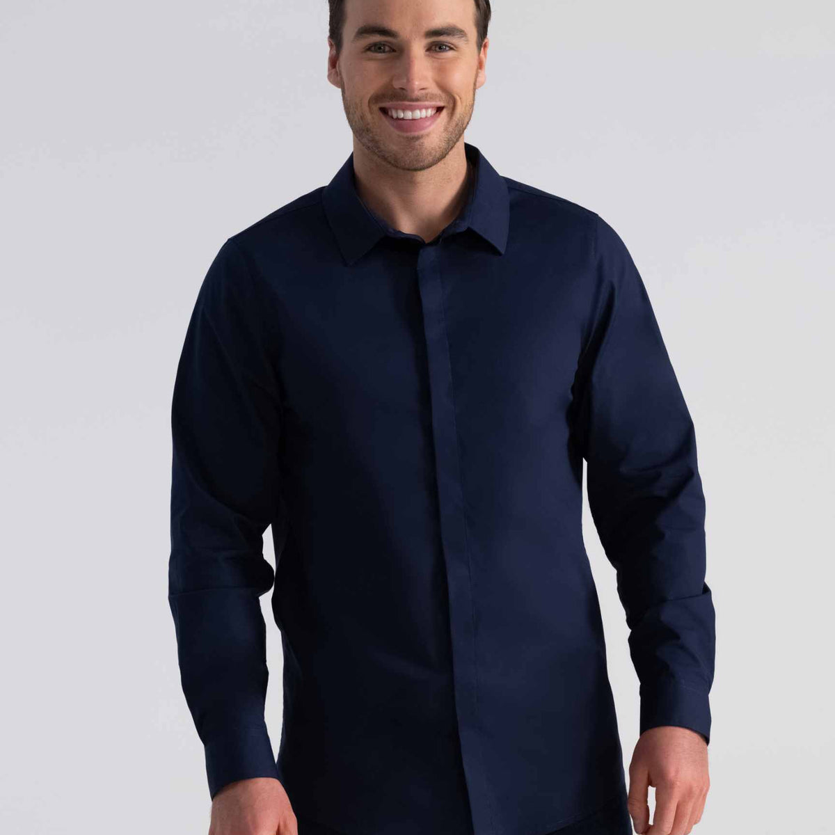 エトロドレスシャツ　ネイビー　ブラック 快適「プレミアムフォーマル」長袖ドレスシャツ｜ネイビー｜Chef Works