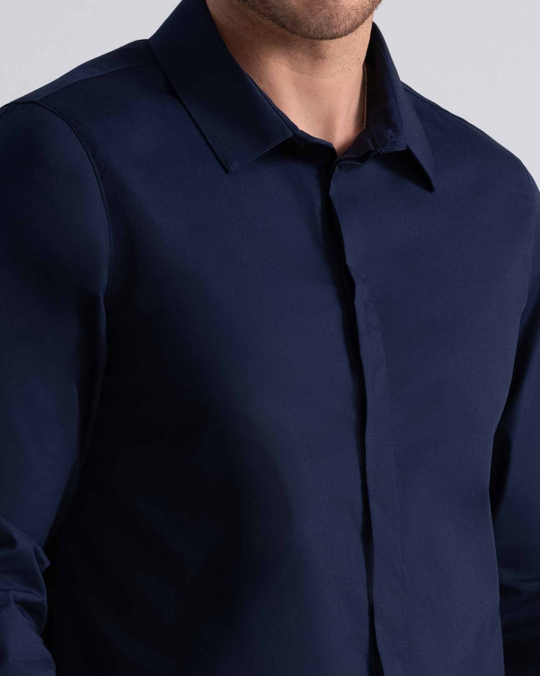 メンズ プレミアムフォーマル ダークネイビー 長袖 ドレスシャツ｜Chef Works Japan
