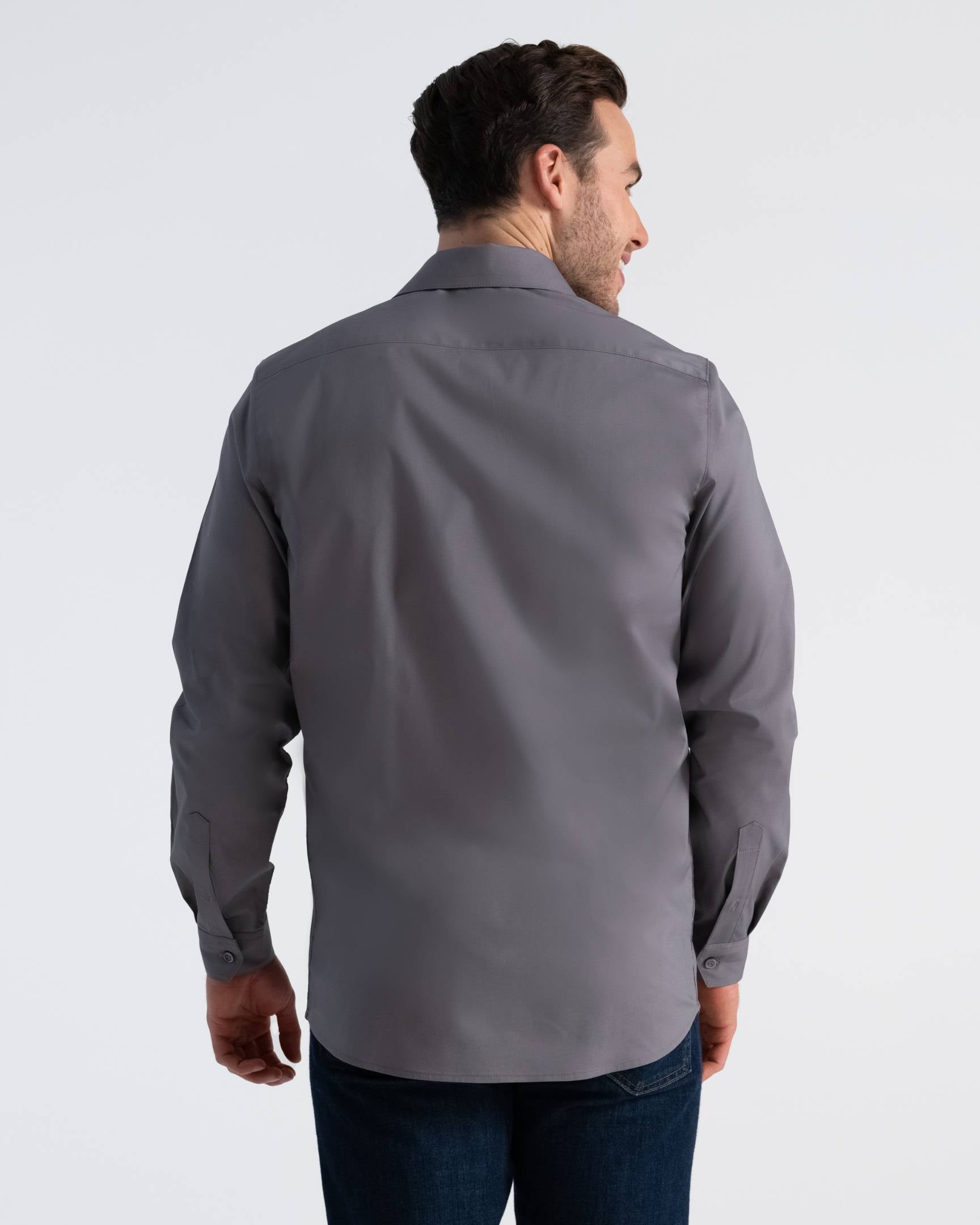 The Envoy Professional ロングスリーブシャツ グレー・スト 快適「プレミアムフォーマル」長袖ドレスシャツ｜グレー｜Chef Works