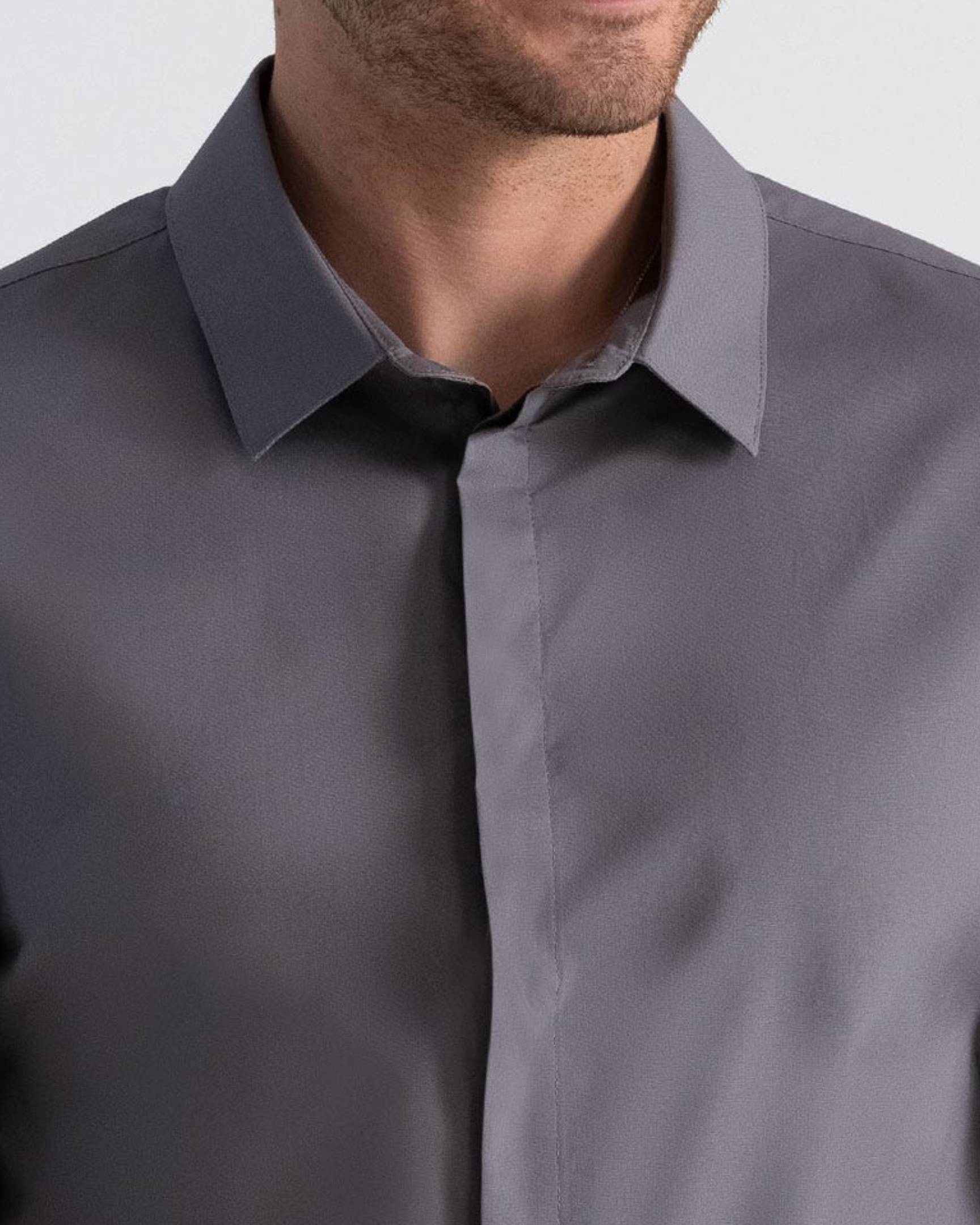 快適「プレミアムフォーマル」長袖ドレスシャツ｜グレー｜Chef Works