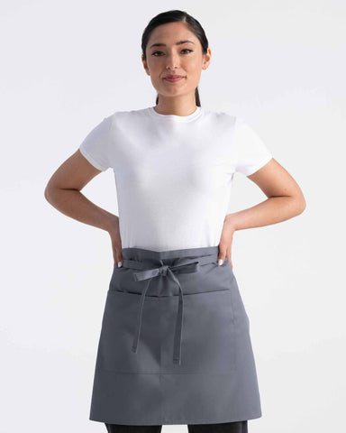カラー グレー ミドル サロン（ハーフビストロエプロン・前掛け）｜Chef Works Japan