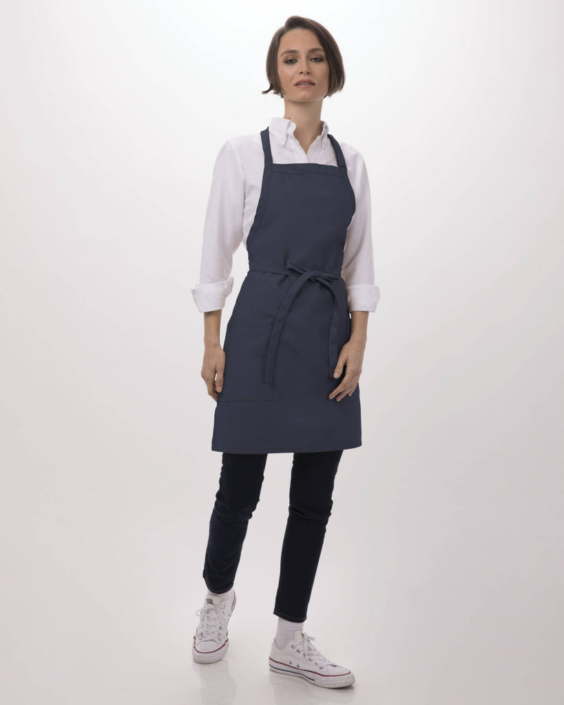 ツーポケット・ネイビー胸当てエプロン｜飲食店制服｜Chef Works