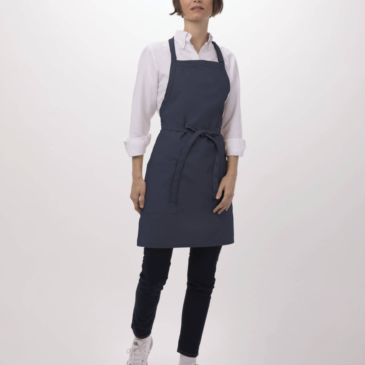 ツーポケット・ネイビー胸当てエプロン｜飲食店制服｜Chef Works