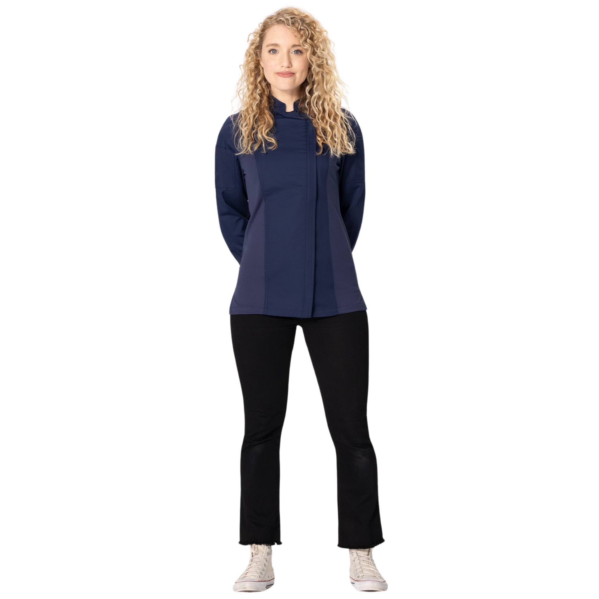 女性用ジッパーコックコート「ハートフォード」・紺色｜Chef Works