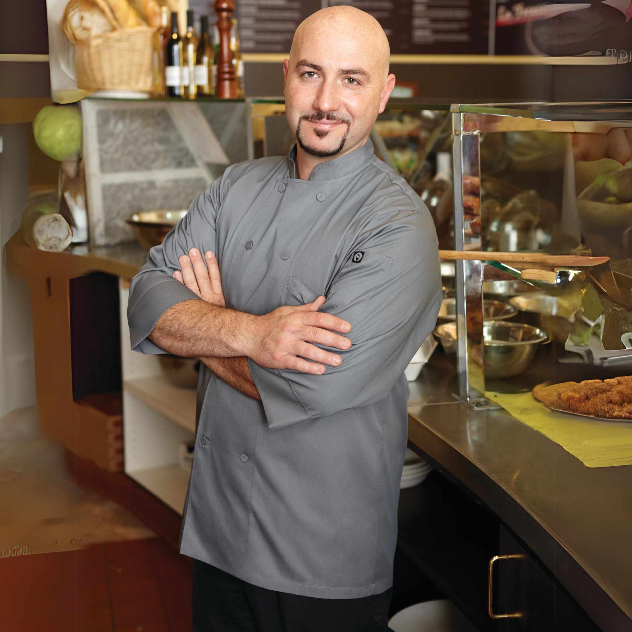 グレー・軽量七分袖コックコート｜飲食店ユニフォーム｜Chef Works