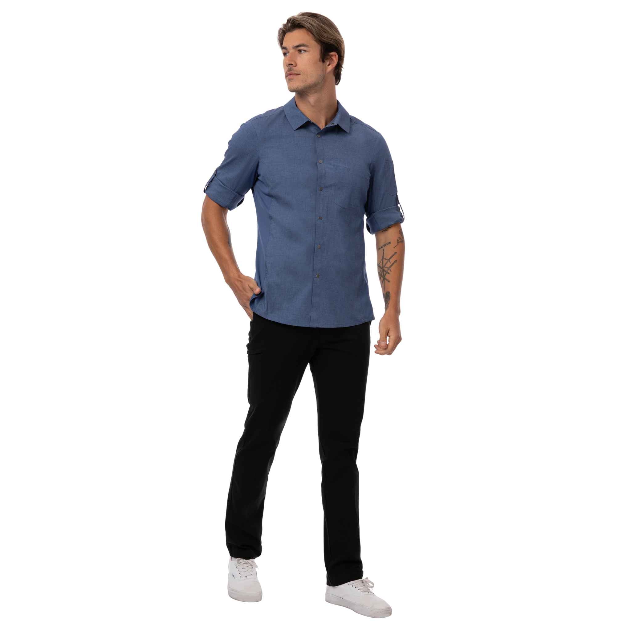 セビリア」ブルー 長袖シャツ｜飲食店ユニフォーム｜Chef Works — Chef