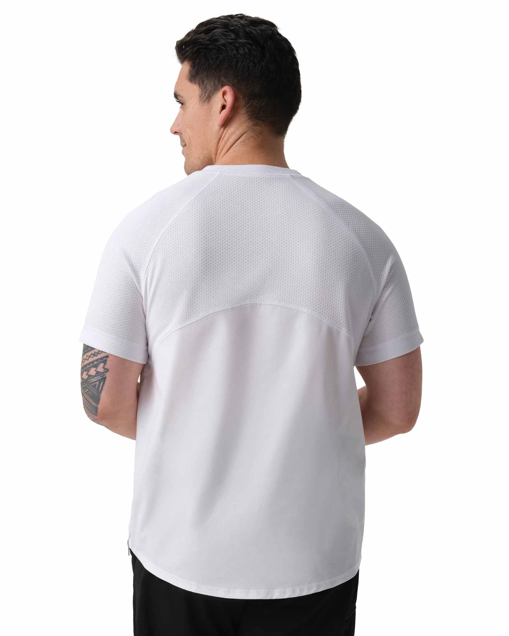 ユニセックス エリーズ ホワイト クルーネック Tシャツ（半袖・メッシュ）