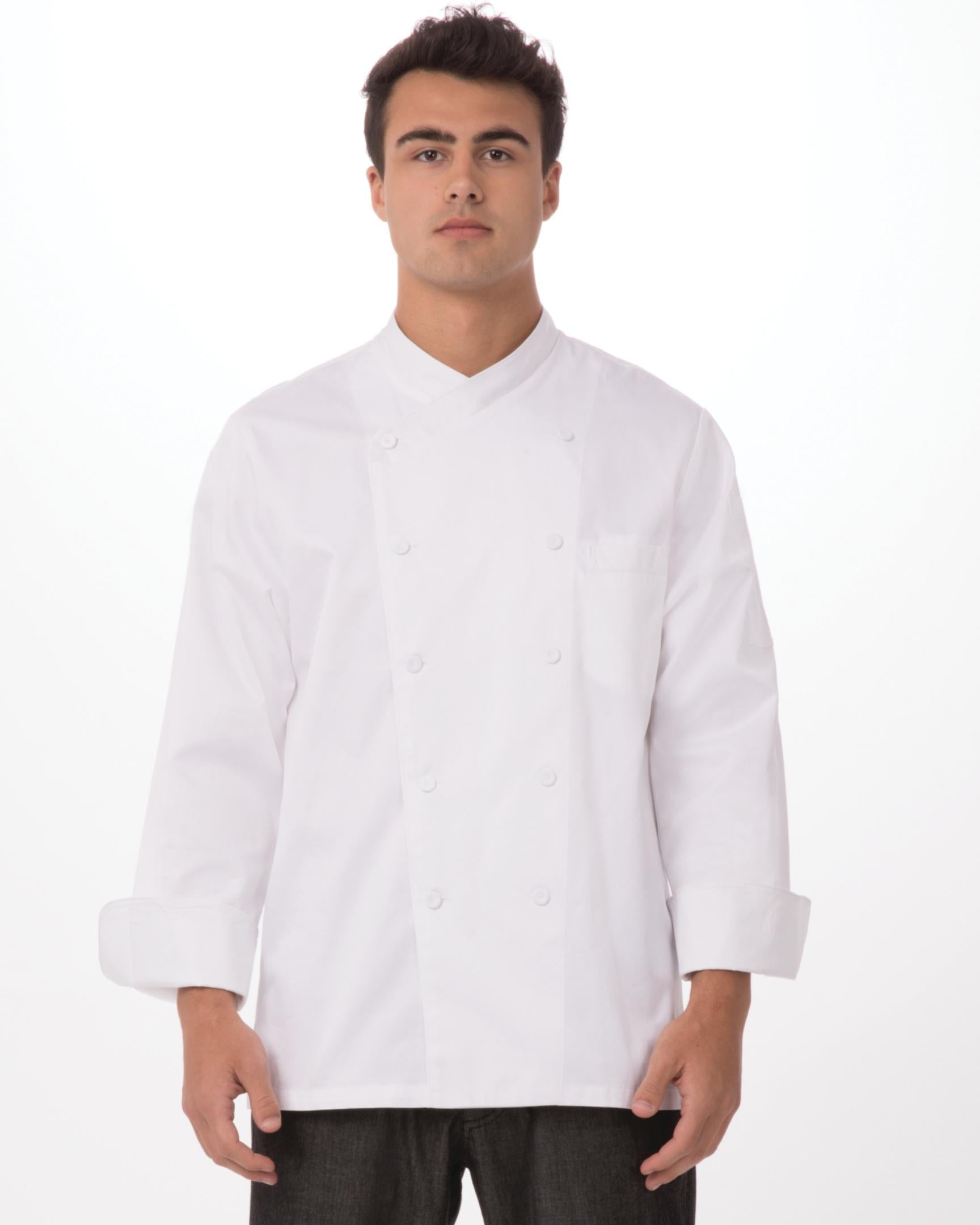 セントマーティン ホワイト クロスオーバーカラー 長袖 コックコート｜Chef Works Japan