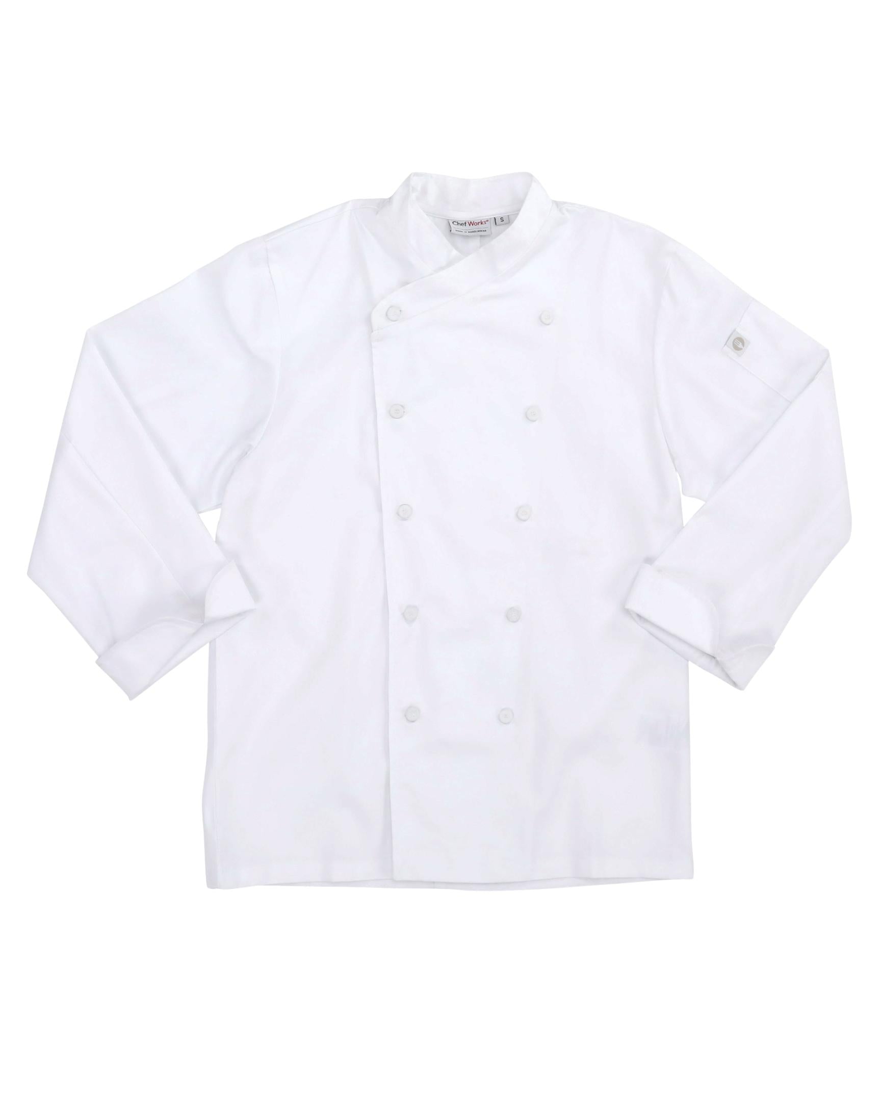 セントマーティン ホワイト クロスオーバーカラー 長袖 コックコート｜Chef Works Japan