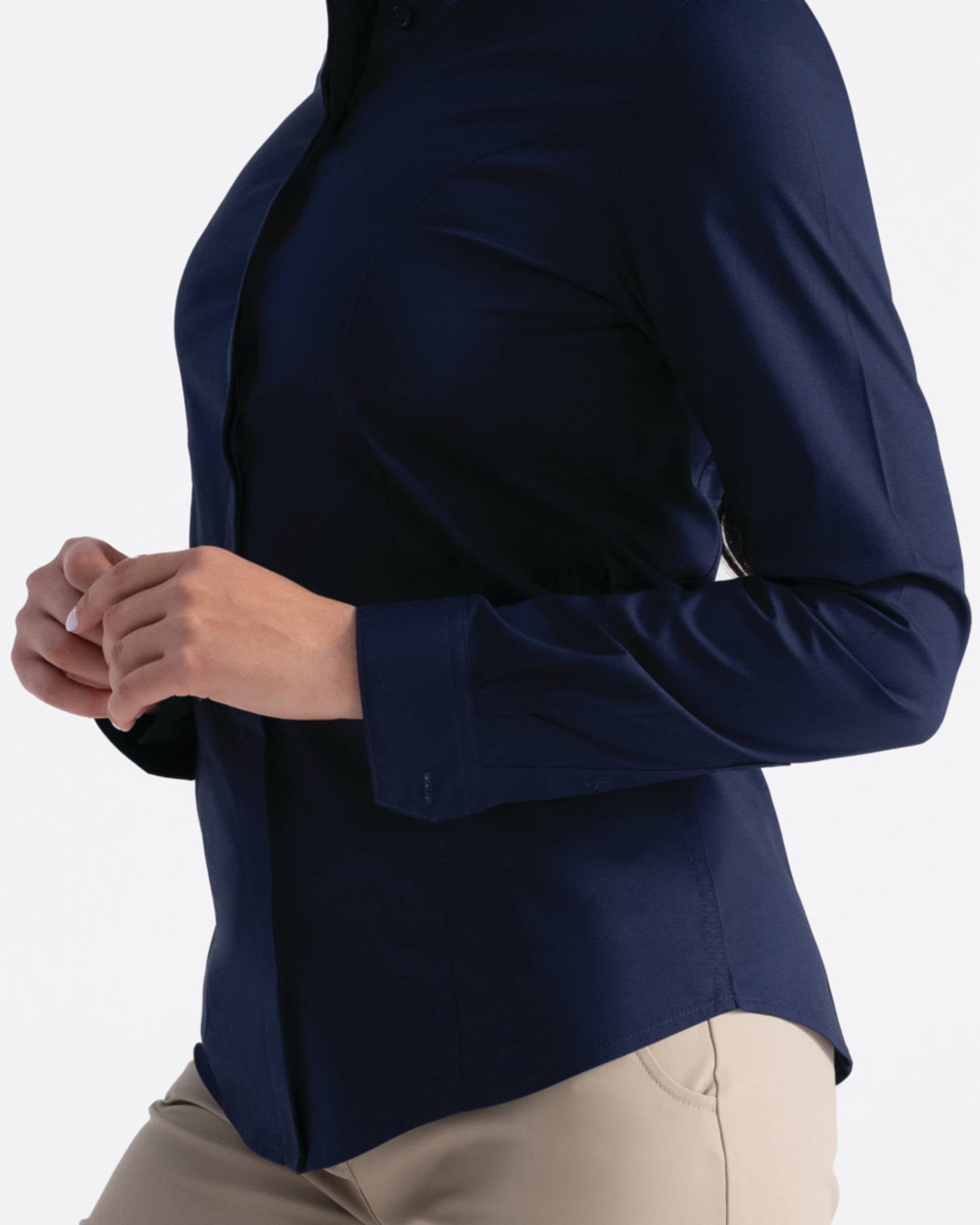 レディース プレミアムフォーマル ダークネイビー 長袖 ドレスシャツ｜Chef Works Japan