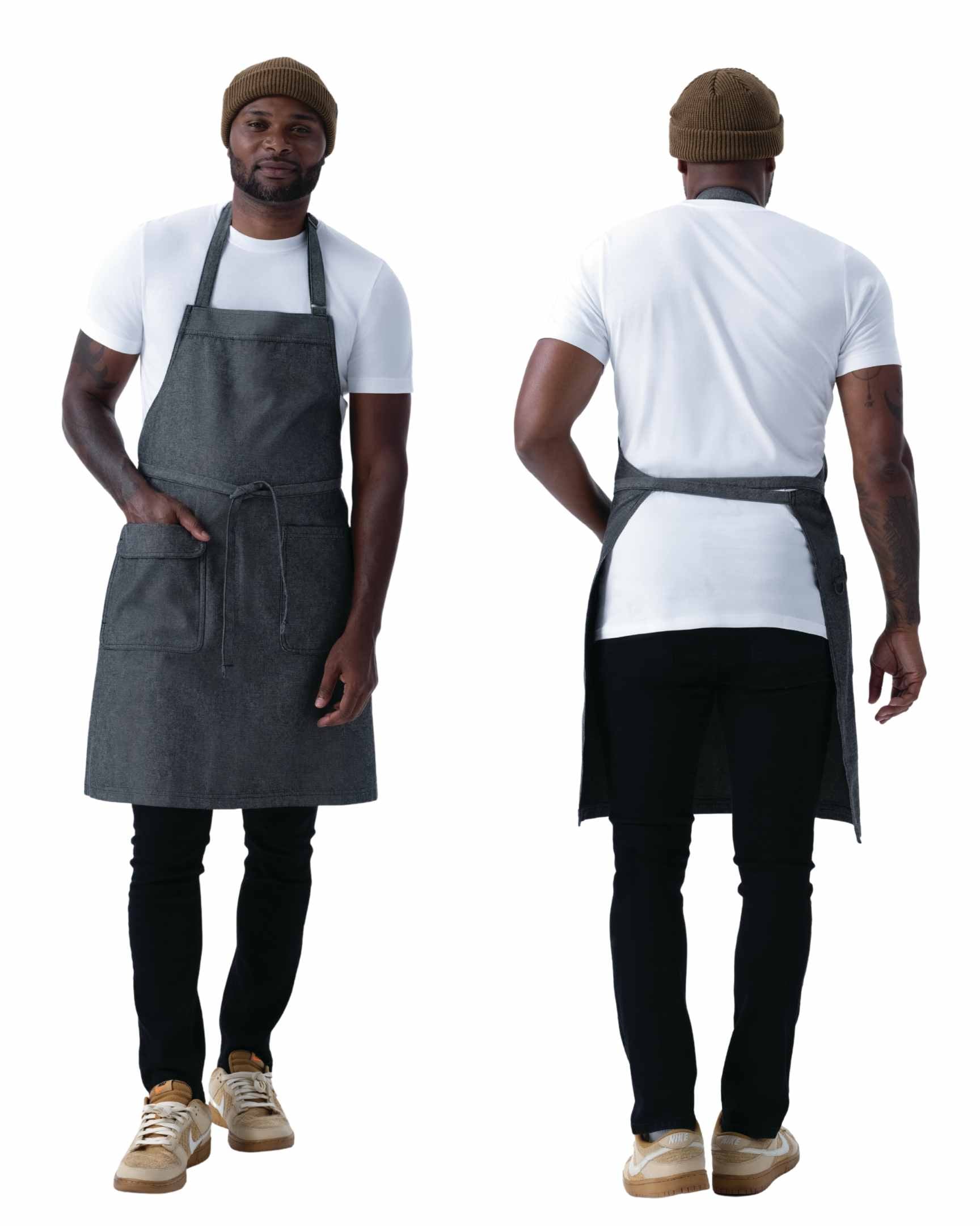 ユーティリティ 綿100% オックスフォード ブラック ナチュラル 《レギュラー》 胸当て エプロン｜Chef Works Japan