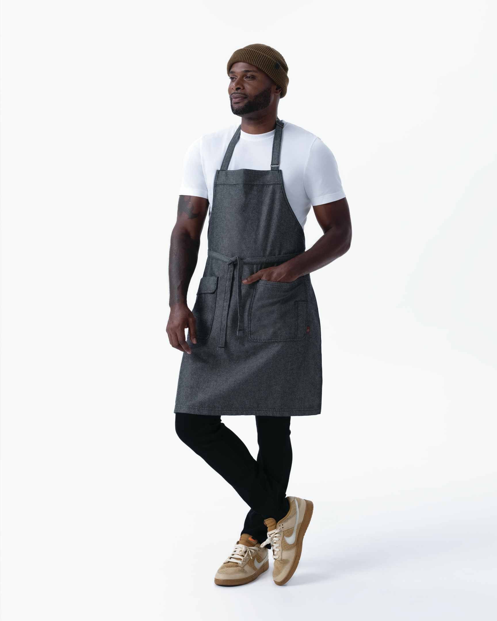 ユーティリティ 綿100% オックスフォード ブラック ナチュラル 《レギュラー》 胸当て エプロン｜Chef Works Japan