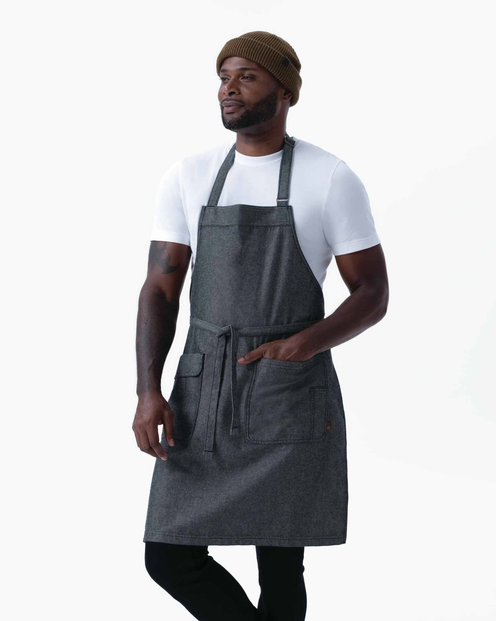 ユーティリティ 綿100% オックスフォード ブラック ナチュラル 《レギュラー》 胸当て エプロン｜Chef Works Japan
