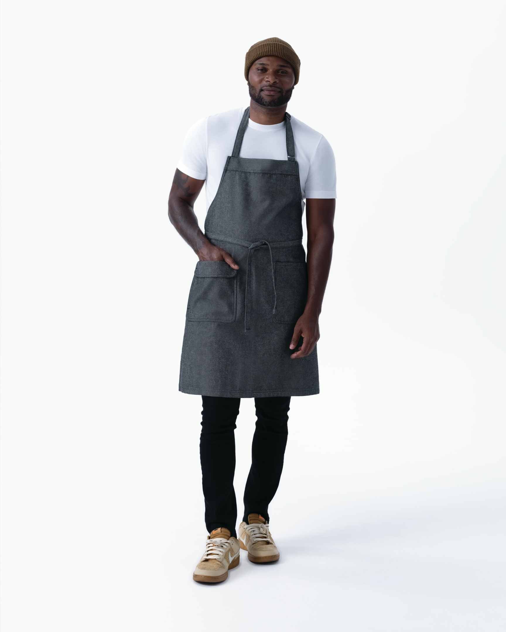 ユーティリティ 綿100% オックスフォード ブラック ナチュラル 《レギュラー》 胸当て エプロン｜Chef Works Japan