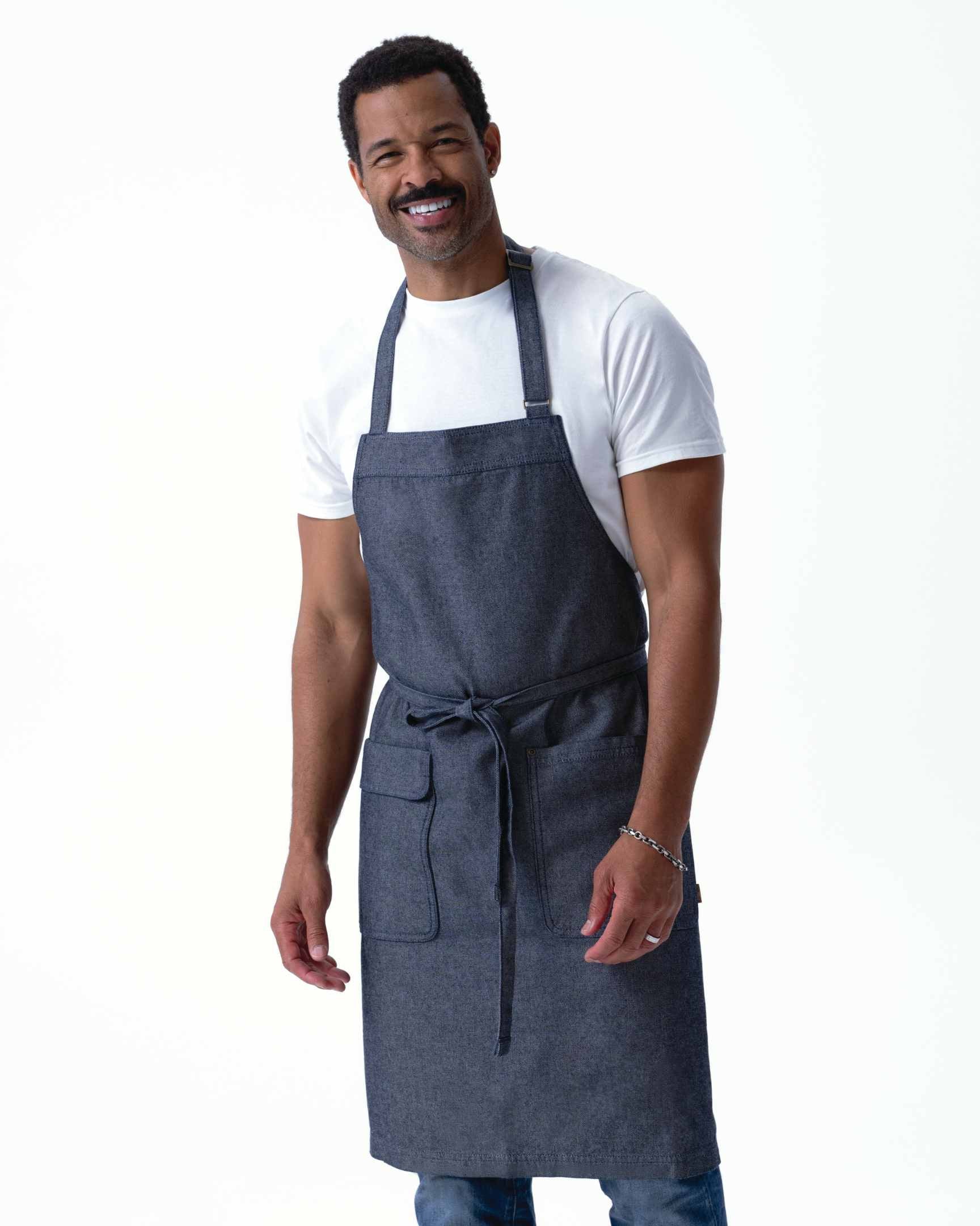 ユーティリティ 綿100% オックスフォード ネイビー ナチュラル 《レギュラー》 胸当て エプロン｜Chef Works Japan