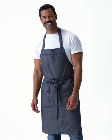 ユーティリティ 綿100% オックスフォード ネイビー ナチュラル 《レギュラー》 胸当て エプロン｜Chef Works Japan
