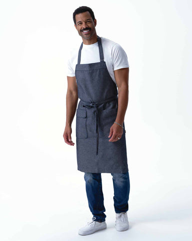 ユーティリティ 綿100% オックスフォード ネイビー ナチュラル 《レギュラー》 胸当て エプロン｜Chef Works Japan