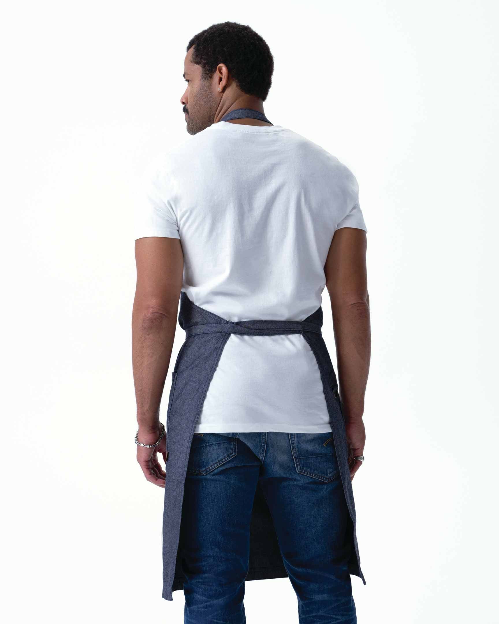 ユーティリティ 綿100% オックスフォード ネイビー ナチュラル 《レギュラー》 胸当て エプロン｜Chef Works Japan