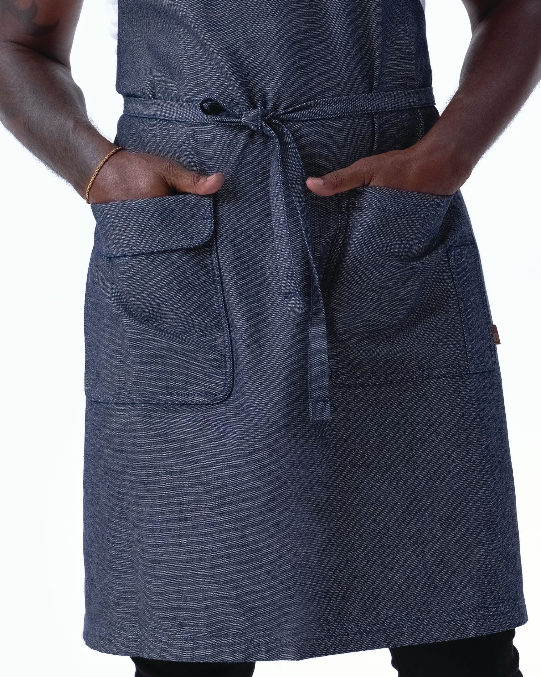 ユーティリティ 綿100% オックスフォード ネイビー ナチュラル 《レギュラー》 胸当て エプロン｜Chef Works Japan