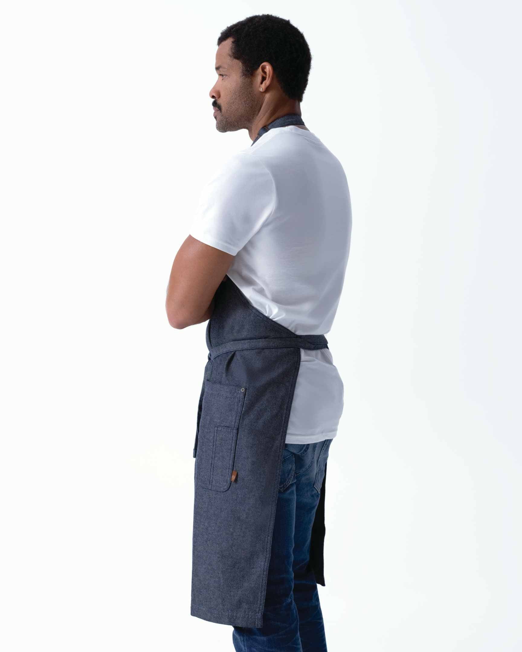 ユーティリティ 綿100% オックスフォード ネイビー ナチュラル 《レギュラー》 胸当て エプロン｜Chef Works Japan