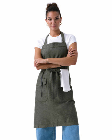 ユーティリティ 綿100% オックスフォード オリーブ ナチュラル 《レギュラー》 胸当て エプロン｜Chef Works Japan