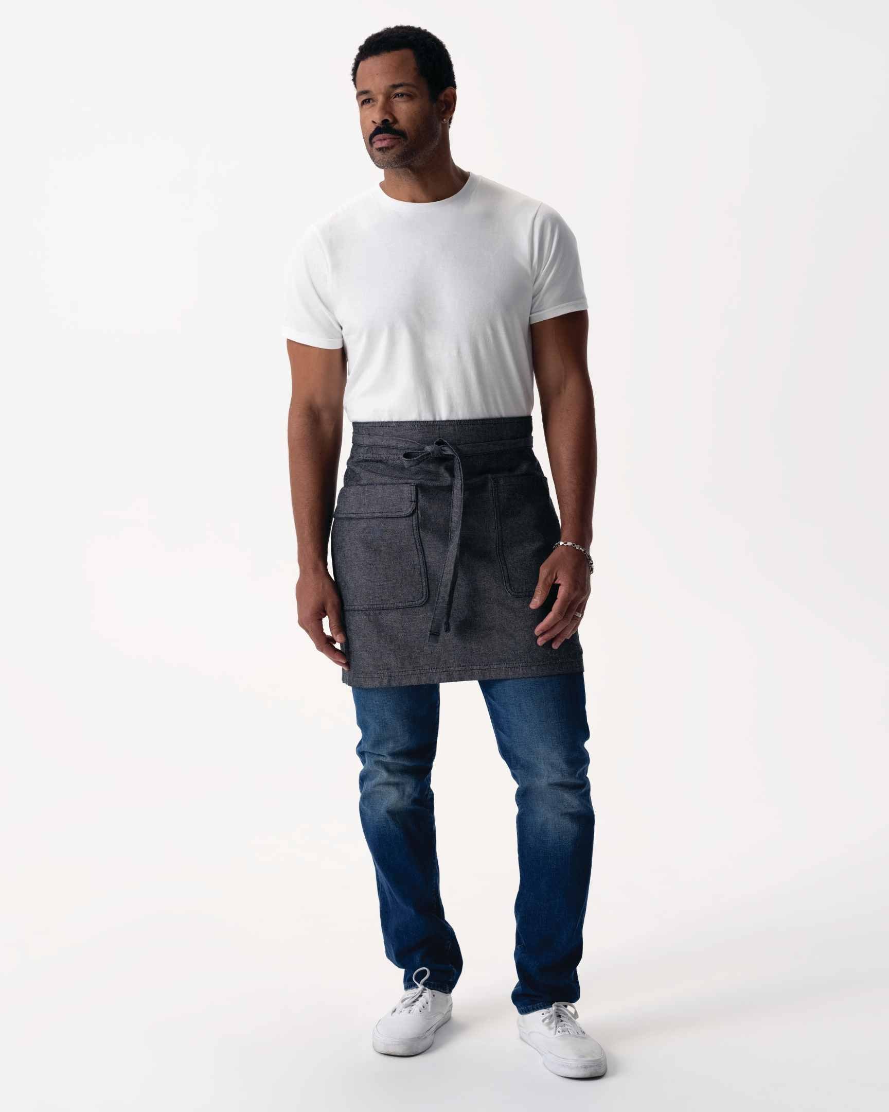 ユーティリティ 綿100% オックスフォード ブラック ナチュラル ミドル サロン（前掛け） エプロン｜Chef Works Japan