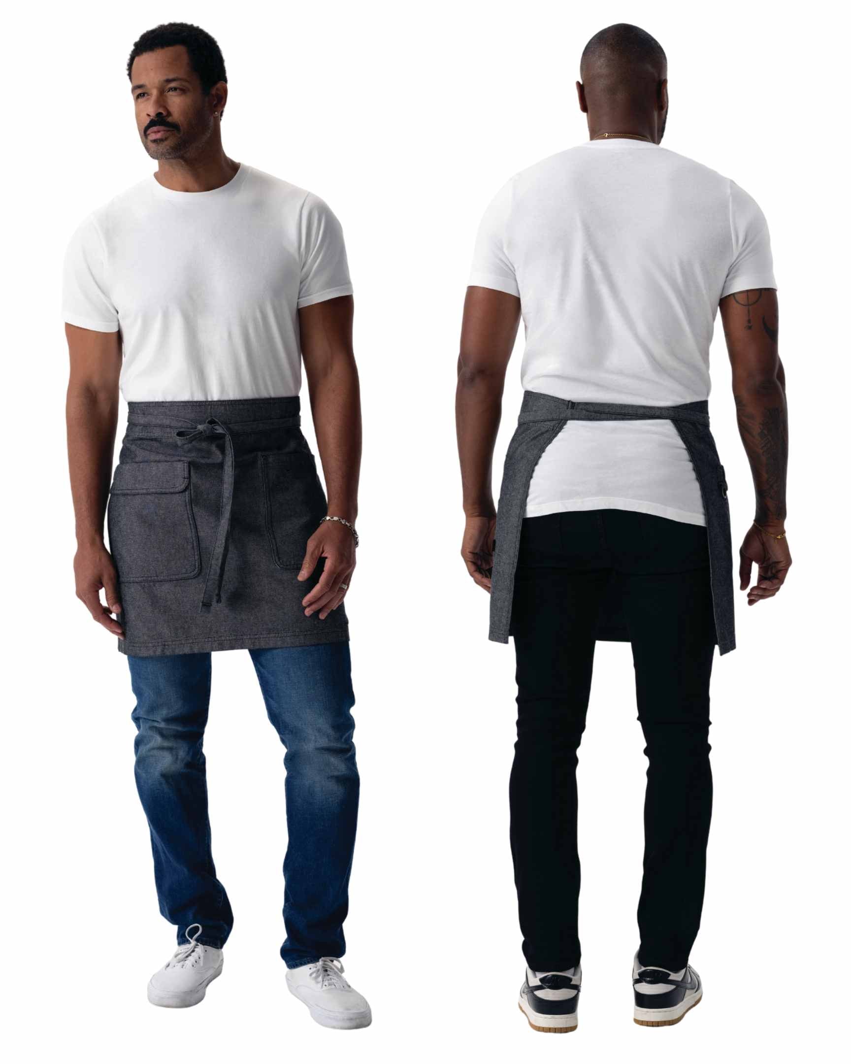 ユーティリティ 綿100% オックスフォード ブラック ナチュラル ミドル サロン（前掛け） エプロン｜Chef Works Japan