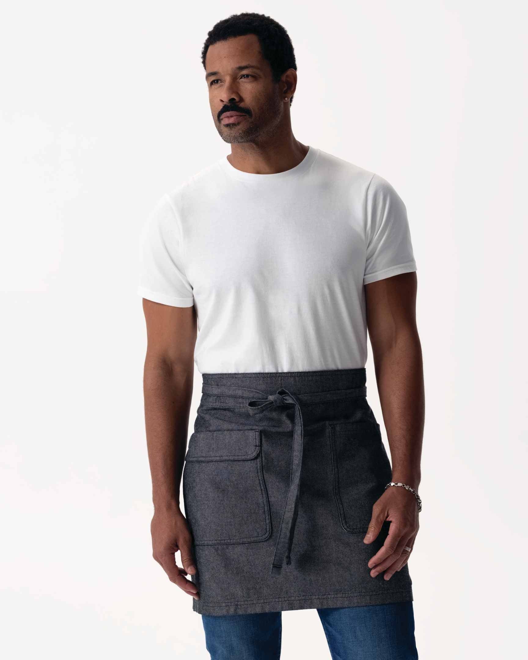 ユーティリティ 綿100% オックスフォード ブラック ナチュラル ミドル サロン（前掛け） エプロン｜Chef Works Japan